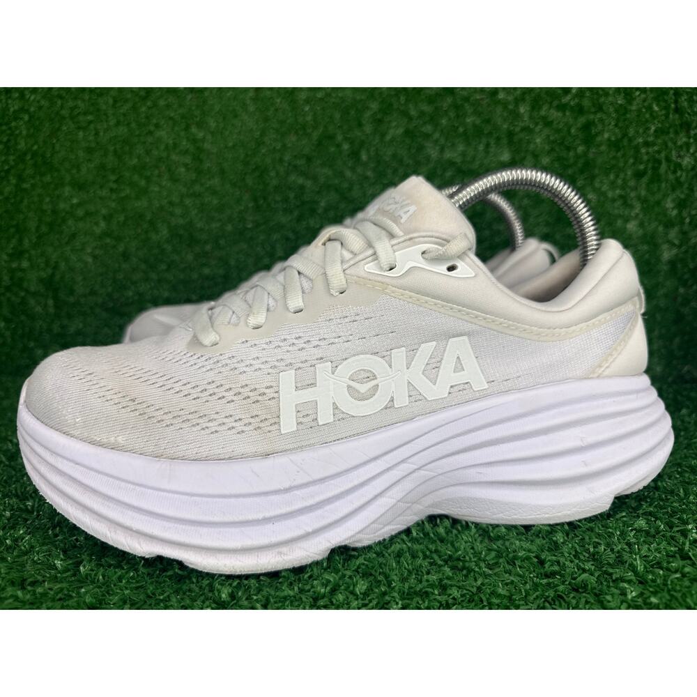 Hoka One One Bondi 8 Womens Size 7 White Athletic Running Shoes Sneakers - Picture 4 of 8